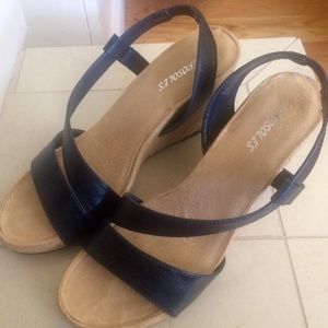 Aerosoles - Wedge Sandal with Navy Blue Straps